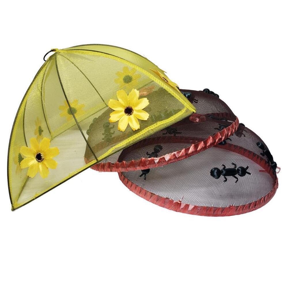 Set of 3 Outdoor Cooking Mesh Food Dome Covers Sunflower/Insect Home Decor
